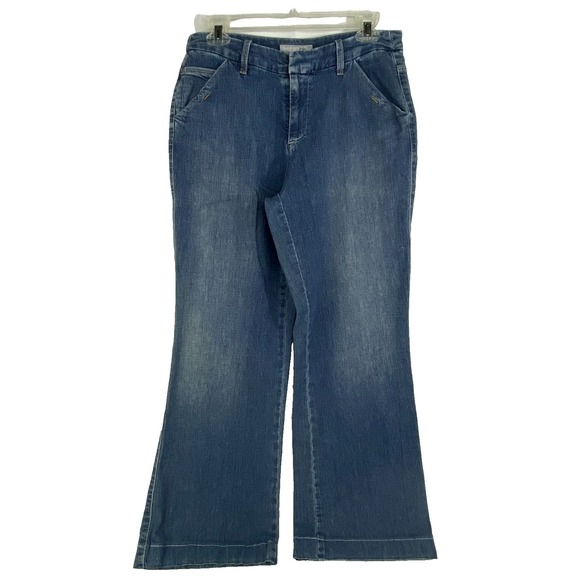 Chico's Platinum Jeans Pants 32 Regular Flare Stretch Cotton Blue Denim 0.5 - Picture 1 of 9